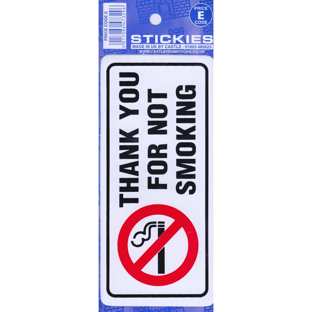 THANKYOU FOR NOT SMOKING STICKER