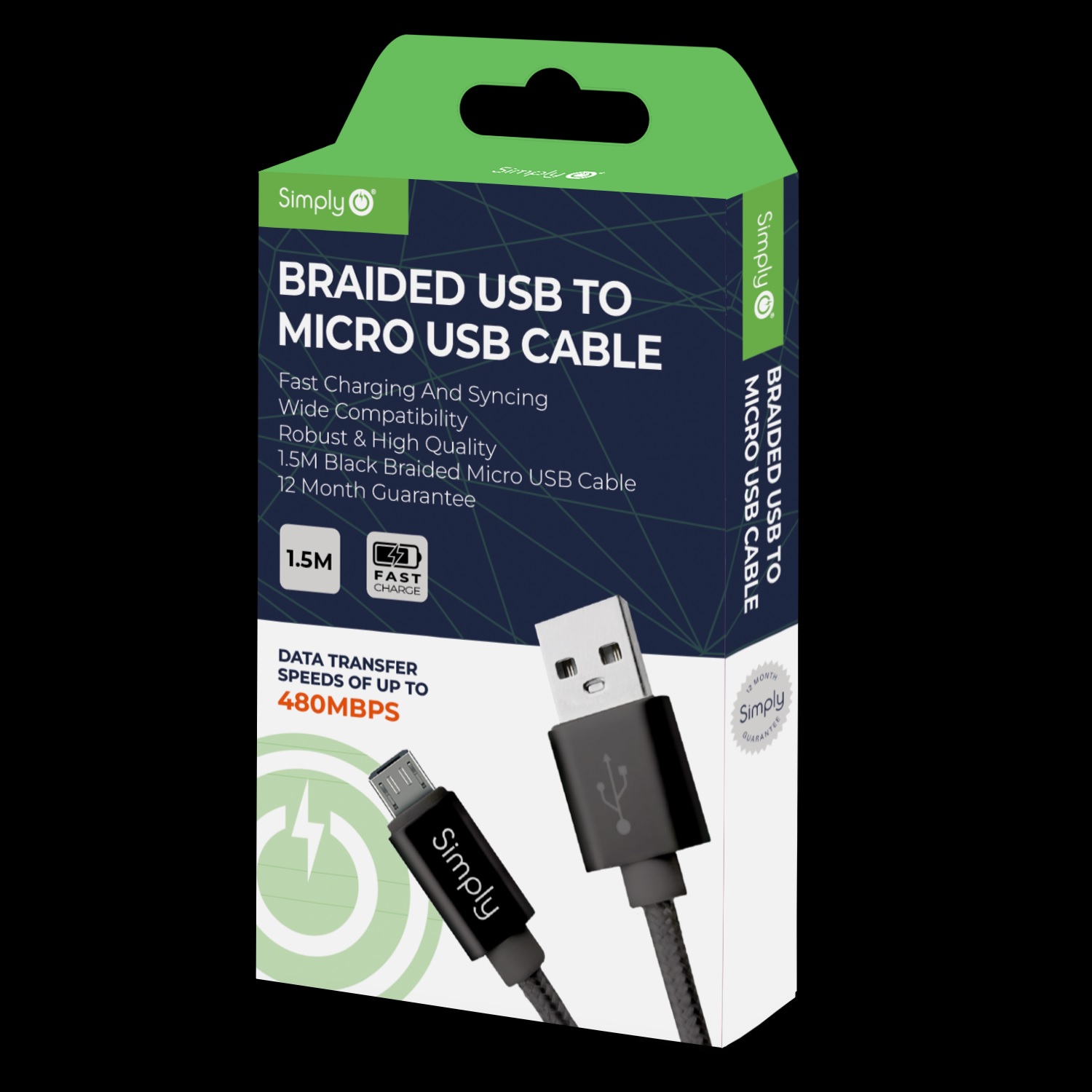 MICRO USB BRAIDED CABLE BLACK