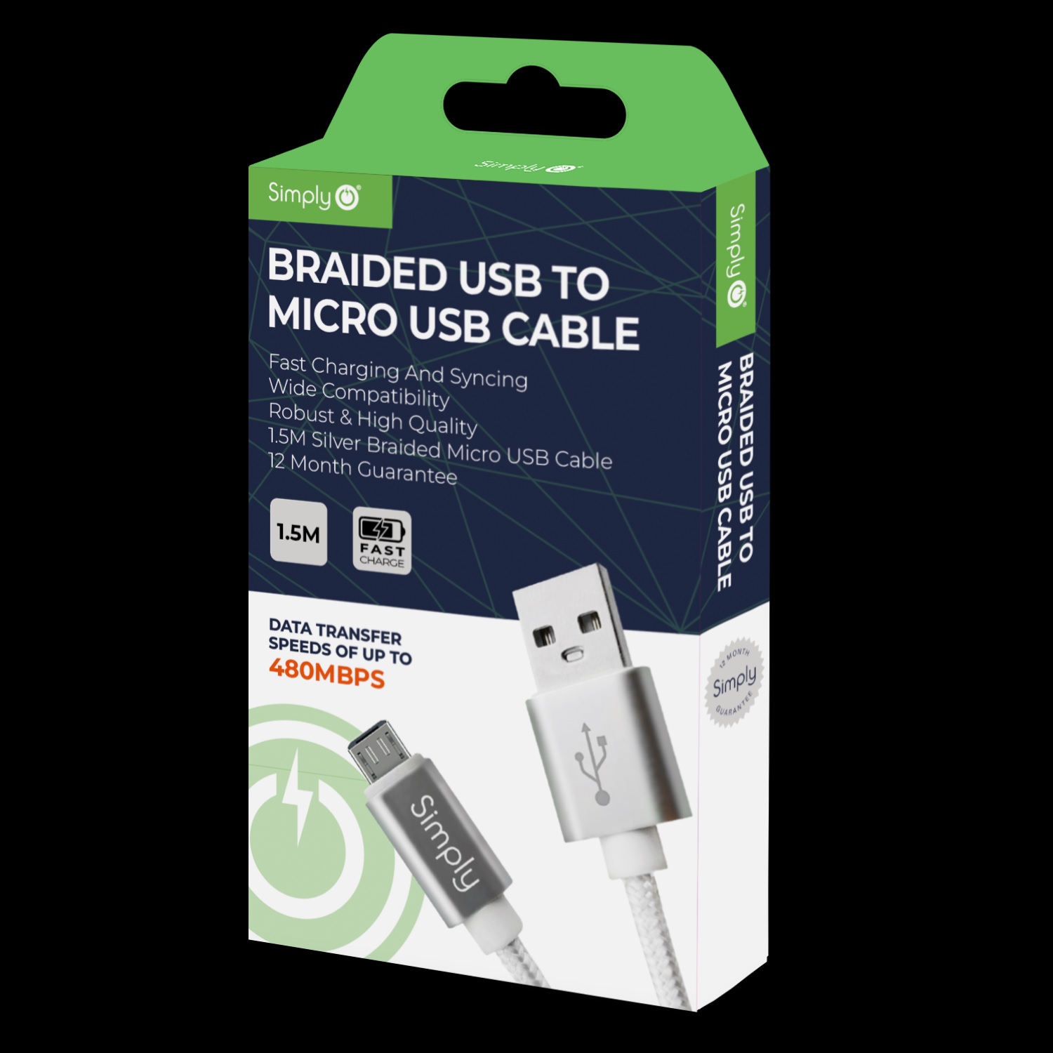 MICRO USB BRAIDED CABLE SILVER