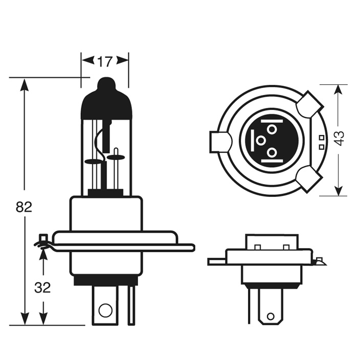 12V 60/55W H4 P43T RING XENON PL